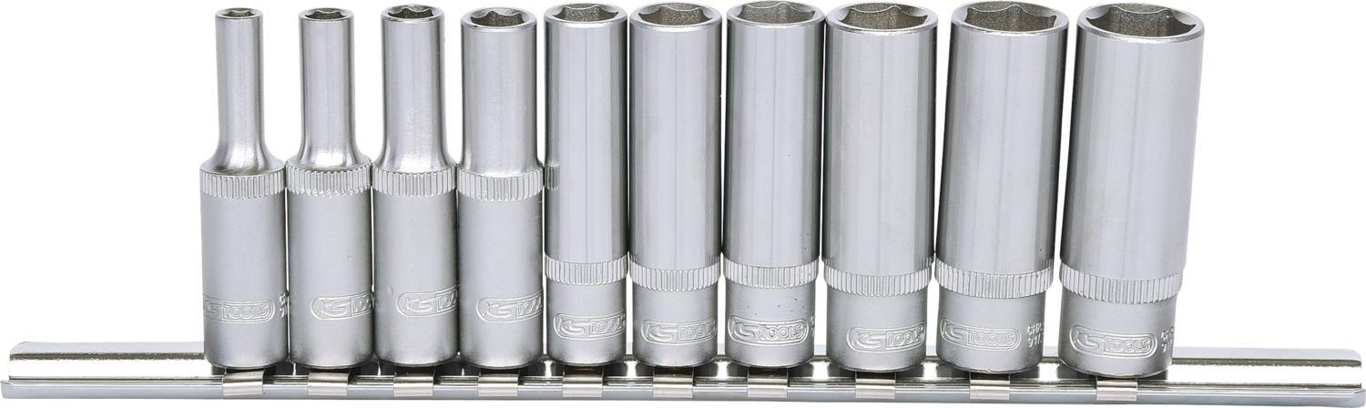 KS TOOLS 1/4" CLASSIC Hex Socket Set, Long, 10-Piece, 4-13 mm (917.0610)