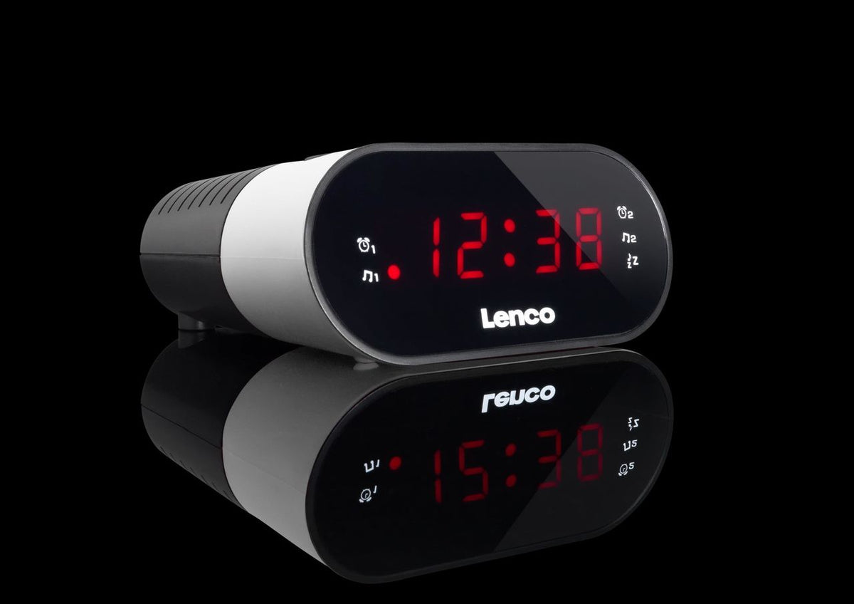 Lenco CR-07 Clock Radio - Black, White - with PLL FM and LED Display