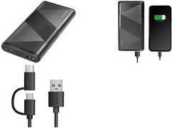 Logilink Powerbank 10000 mAh 2-in-1 Cable 18 Watt PD 2.0 QC 3.0