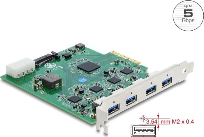 Delock PCI Express x4 Card to 4 x USB 5 Gbps USB Type-A Quad Channel 91846