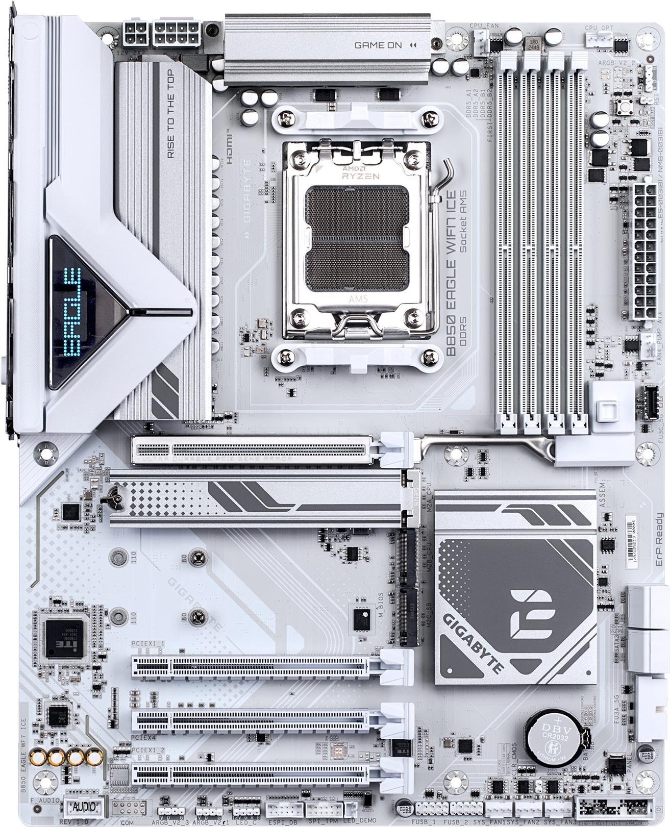 Gigabyte B850 EAGLE WIFI7 ICE Motherboard - ATX, LGA1851, AMD B850 Chipset - B850 EAGLE WF7 ICE