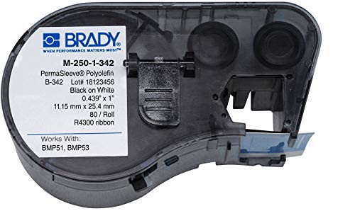 Brady M-250-1-342 - Permasleeve - Heat-Shrinkable Polyolefin - Black on White - 25.78 x 11.15 mm - 80 Units
