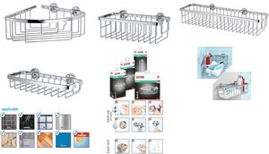 tesa Eck-Duschkorb ALUXX, Aluminium verchromt rostfrei, wasserbeständig, runde Wandplatten, Befestigung - 1 Stück (40200-00000-00)