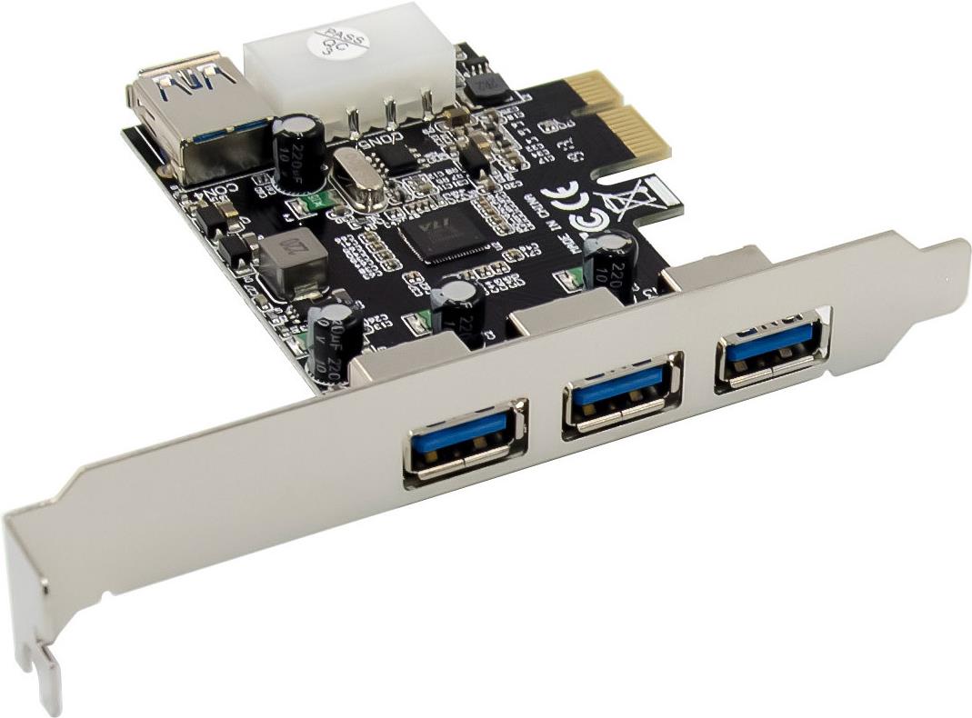 InLine PCIe Karte 3x+1x USB 3.2 Gen.1 Molex kompatibler 4-Pin (76662D)