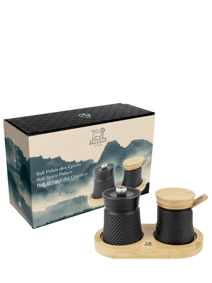 Peugeot Bali Fonte Pfeffermühle Salzstreuer+ Tray 8cm BLACK (39967)
