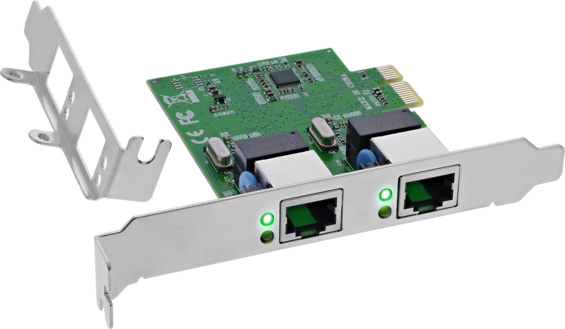 InLine Dual Gigabit Network Card 2x RJ45 1Gb/s PCIe x1 incl. LP Slot Bracket (51128K)
