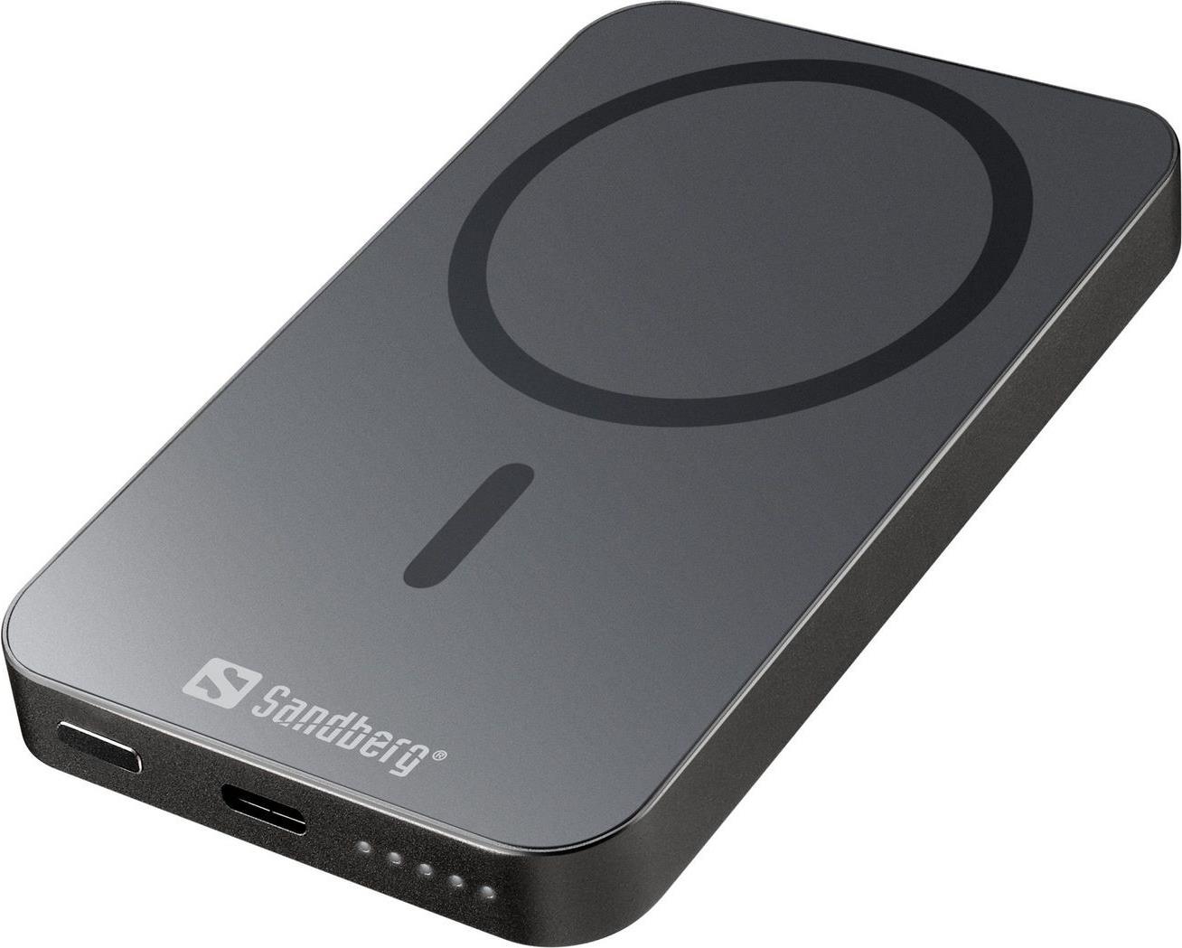 Sandberg Mag Wireless Powerbank 5000 ALU - 5000 mAh - Wireless Charging - Black