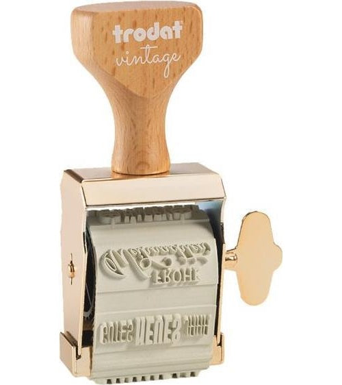Trodat | Rectangular Large Stamp 158077 150 x 450 mm - Gold Finish Wooden Body | Gold afbeelding 1