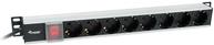 Equip 19" 1U 8-Way Schuko Power Strip 3.0 m Aluminum Cable (333308)