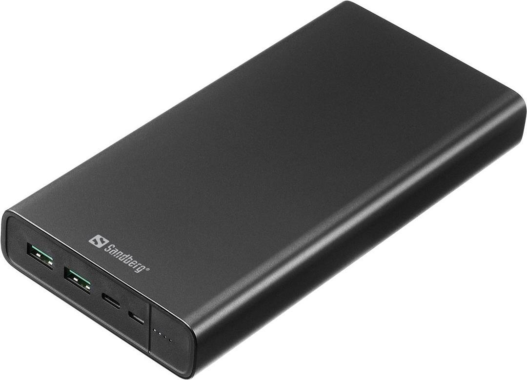 Sandberg - Powerbank - 38400 mAh - 142 Wh - 100 Watt - 3 A - PD - 3 Ausgabeanschlussstellen (2 x USB, USB-C) - auf Kabel: USB-C