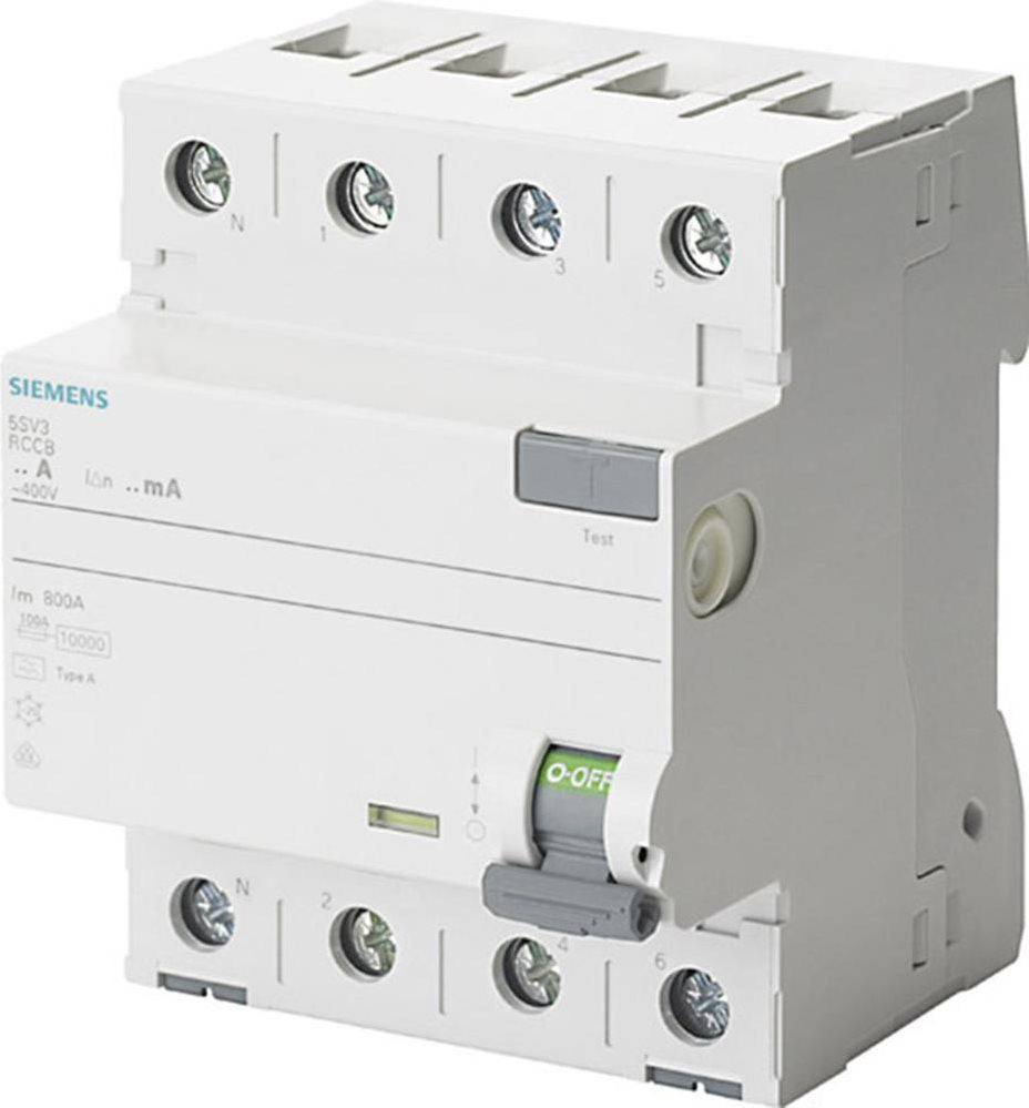 Siemens Residual Current Circuit Breaker 4-Pole 63A 400V 5SV3346-6KL