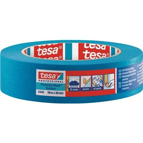 tesa Precision Crepe Tape 4440 Outdoor UV PLUS Smooth Blue 50 m x 50 mm (04440-00004-00) L.50m W.50mm