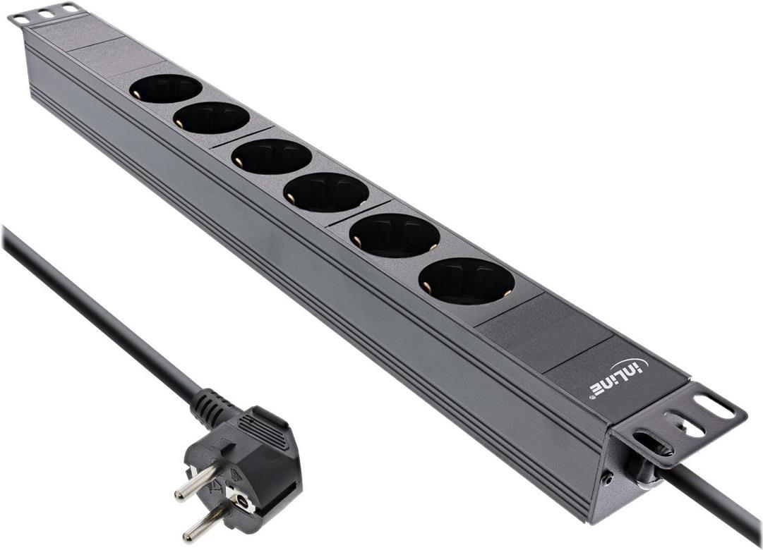 InLine 16415I Rack-Mountable Power Strip 3680W - 6 Outputs - Black