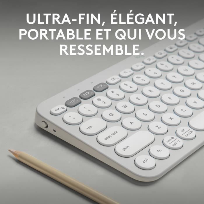 Logitech Pebble Keys 2 K380s Wireless Keyboard - Easy-Switch Buttons - White