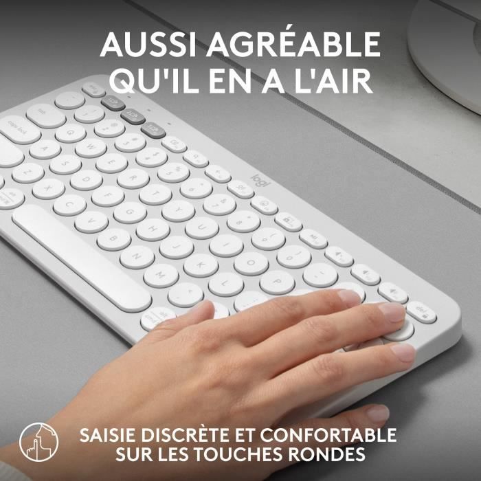 Logitech Pebble Keys 2 K380s Wireless Keyboard - Easy-Switch Buttons - White