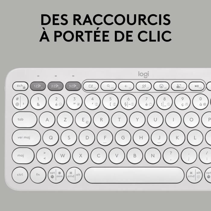 Logitech Pebble Keys 2 K380s Wireless Keyboard - Easy-Switch Buttons - White