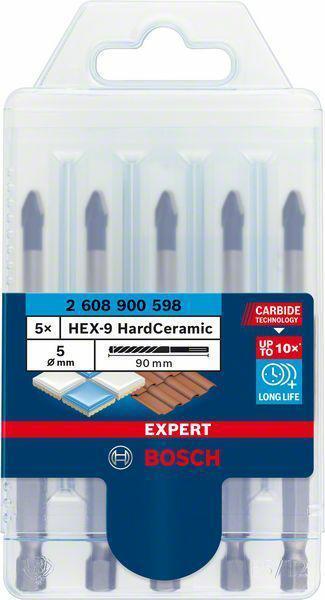 Bosch Expert HEX-9 HardCeramic Drill Bit Set - 5 Pieces - 5 mm - Length: 90 mm - Model 2608900598