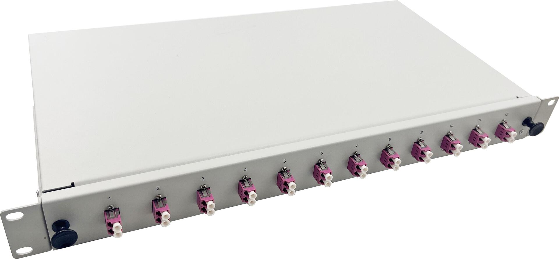 Helos LWL 19" Spleissbox 12 x LC Duplex OM4 spleißfertig grey (375558)