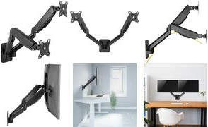 Logilink Mounting Kit for 2 LCD/Plasma Consoles (Gas Spring) - Black - Compatible with Screen Sizes 17"-32" (BP0146)