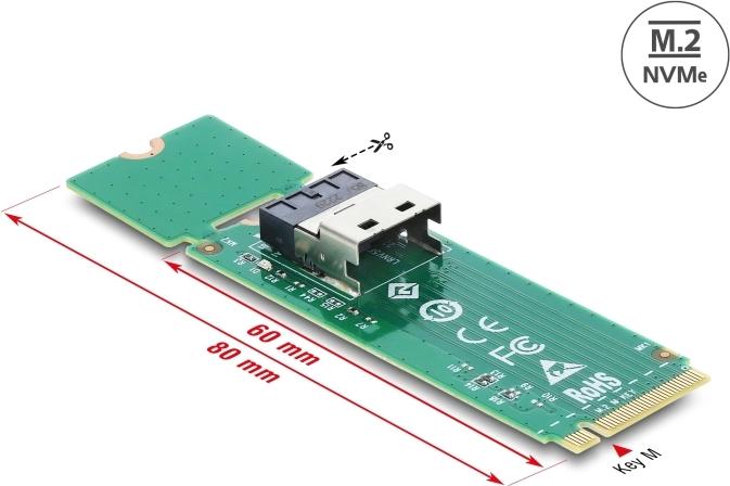Delock M.2 Key M to 1x SFF-8654 4i Converter 64361