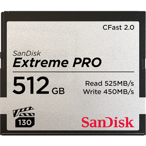 SanDisk Extreme Pro 512GB Flash Memory Card - CFast 2.0 (SDCFSP-512 G-G46D)