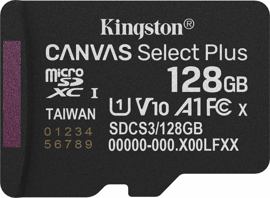 Kingston Canvas Select Plus 128GB microSDXC UHS-I Flash Memory Card (SDCS3/128GBSP)