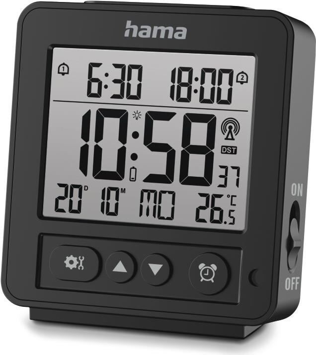 Hama Digitaler Funkwecker Rhodos, LCD, black (00185895)