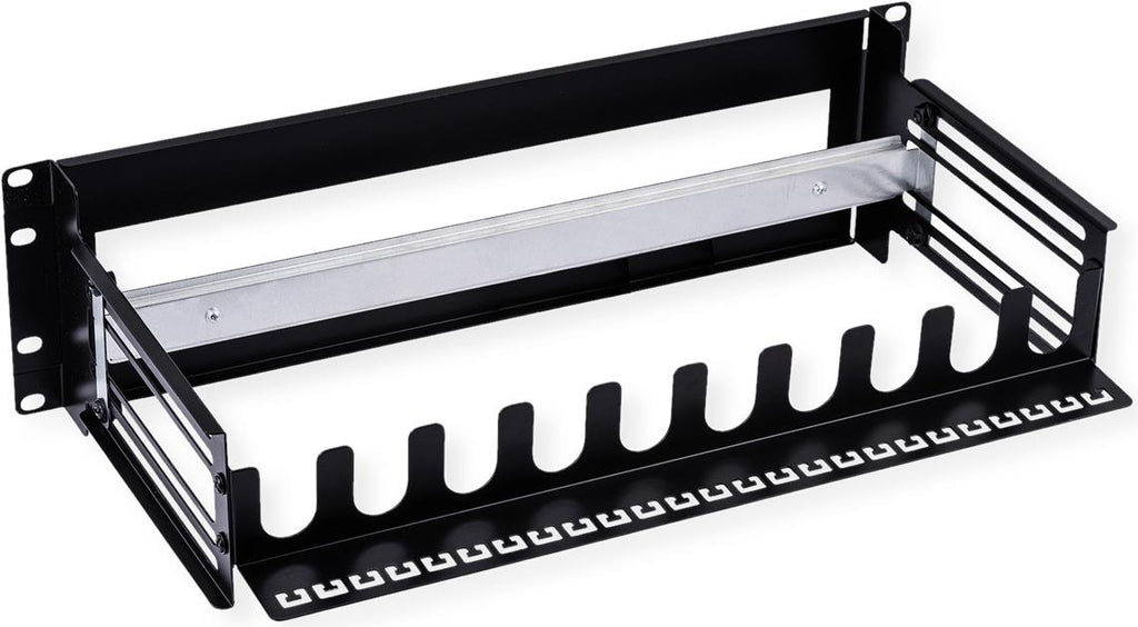 VALUE 19" Mounting Frame for DIN Rail Devices, 3U, Black, 26.99.0340
