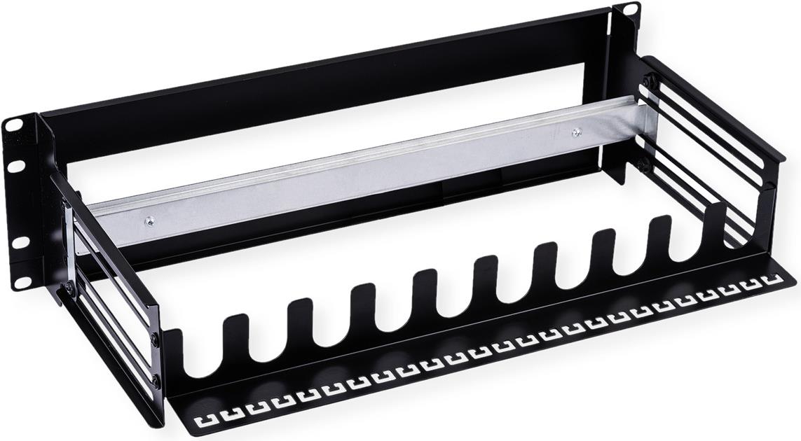 VALUE 19" Mounting Frame for DIN Rail Devices, 3U, Black, 26.99.0340