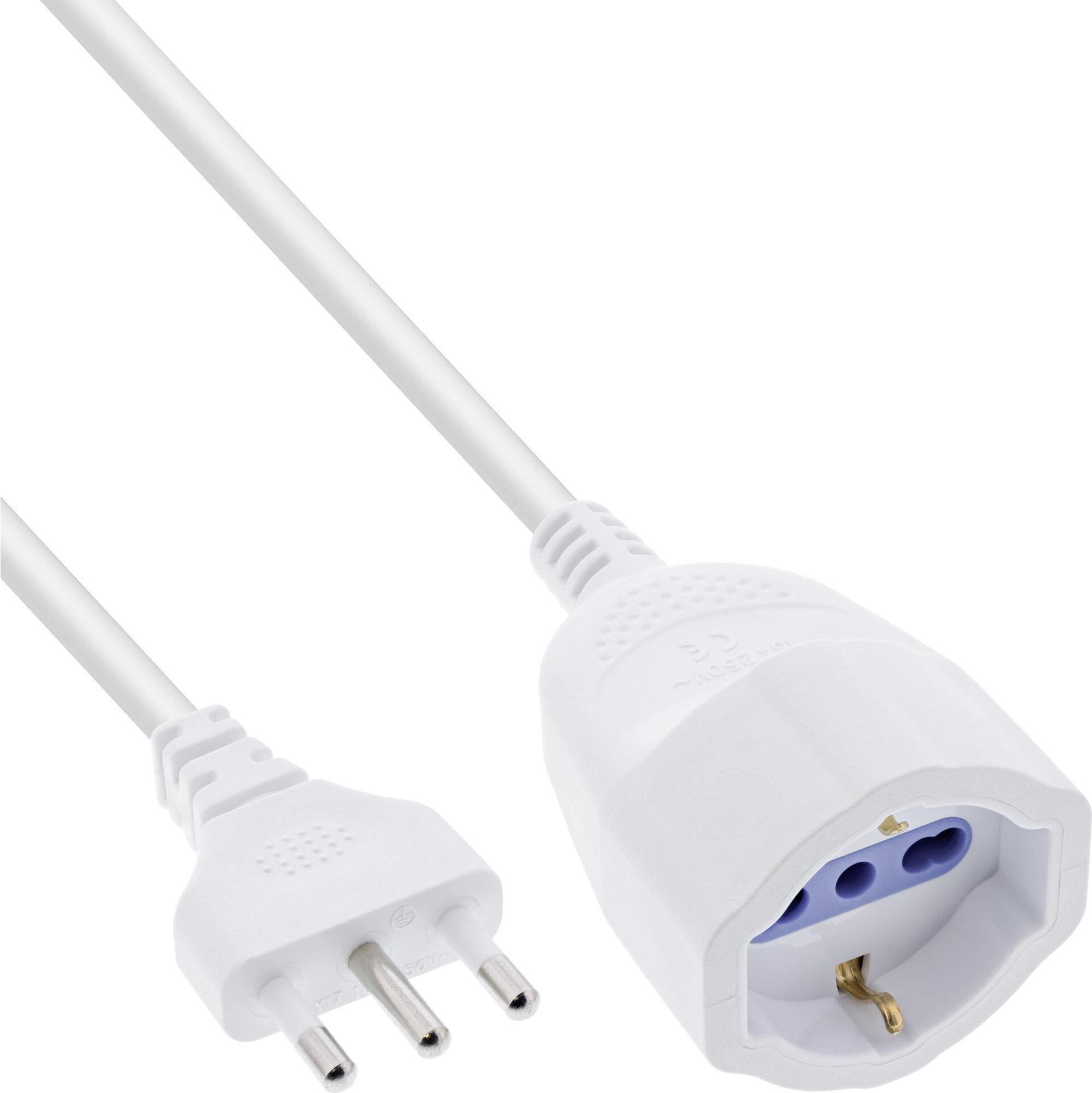 InLine power extension cord, protective contact, ITALY, plug L/ socket F - white - 10 m (16410I)