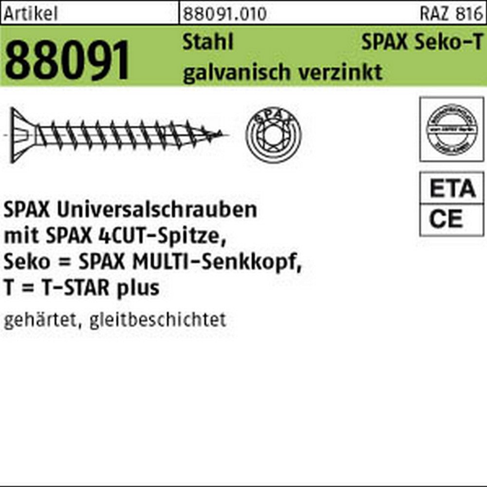 SPAX Universal Screws T20 Countersunk Head WIROX 4.5 mm x 25 mm, 1,000 pcs. (1191010450255)