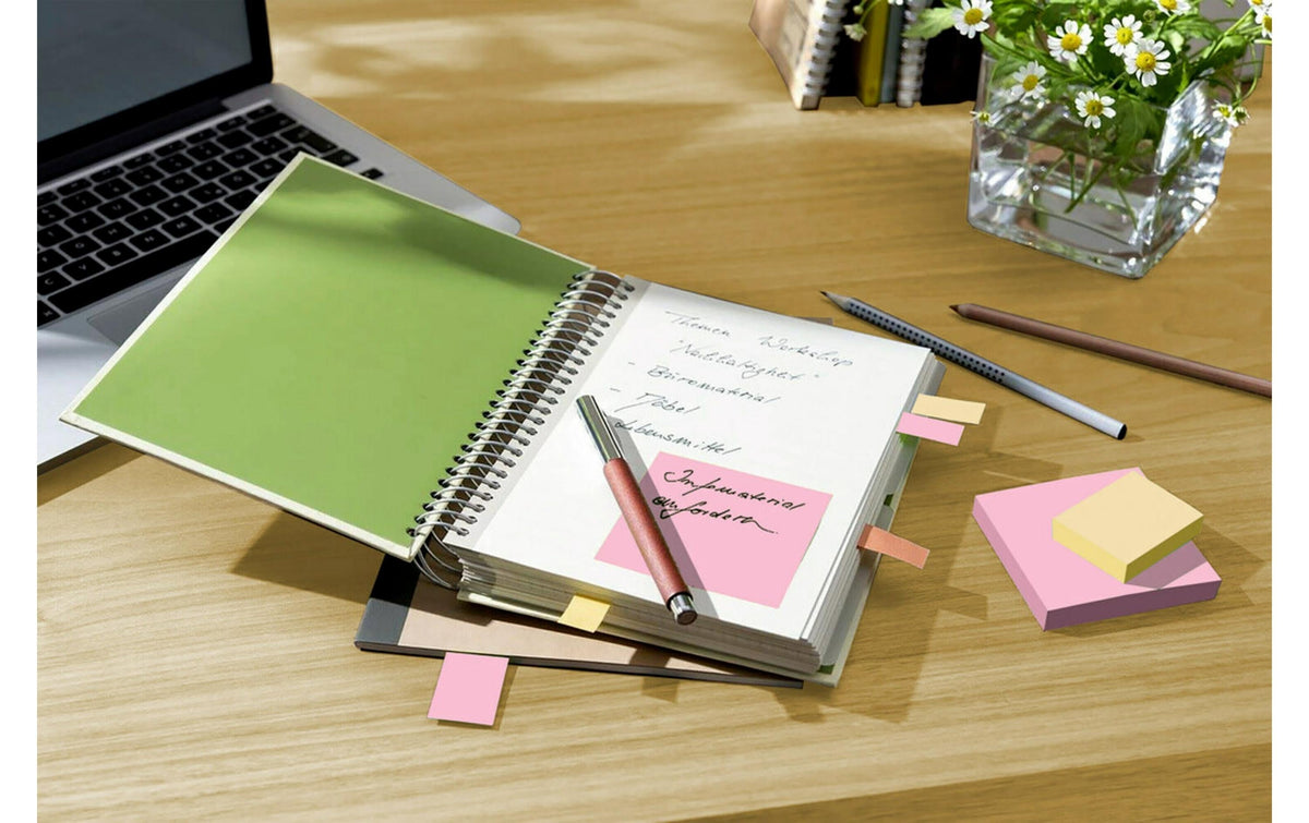 Post-it® Recycled Notes, 127 x 76 mm, Assorted Colors, 100 Sheets per Pad, 1 Piece, Model 655-1RPT-N