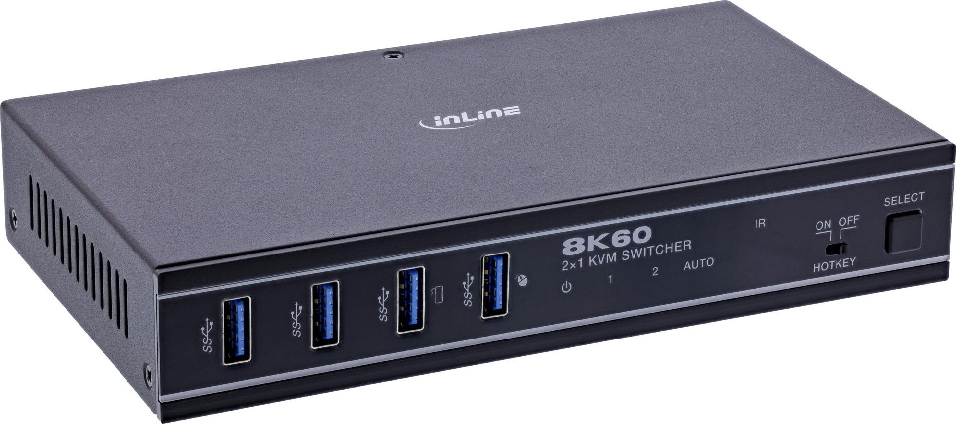 InLine KVM Switch 2-Port HDMI 8K@60Hz USB 3.2 with IR & RS-232 2-fach 57885C