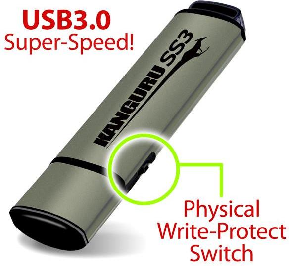 Kanguru 32GB SS3 USB 3.0 Flash Drive - USB Type-A - Aluminium - KF3WP-32 G USB3.0