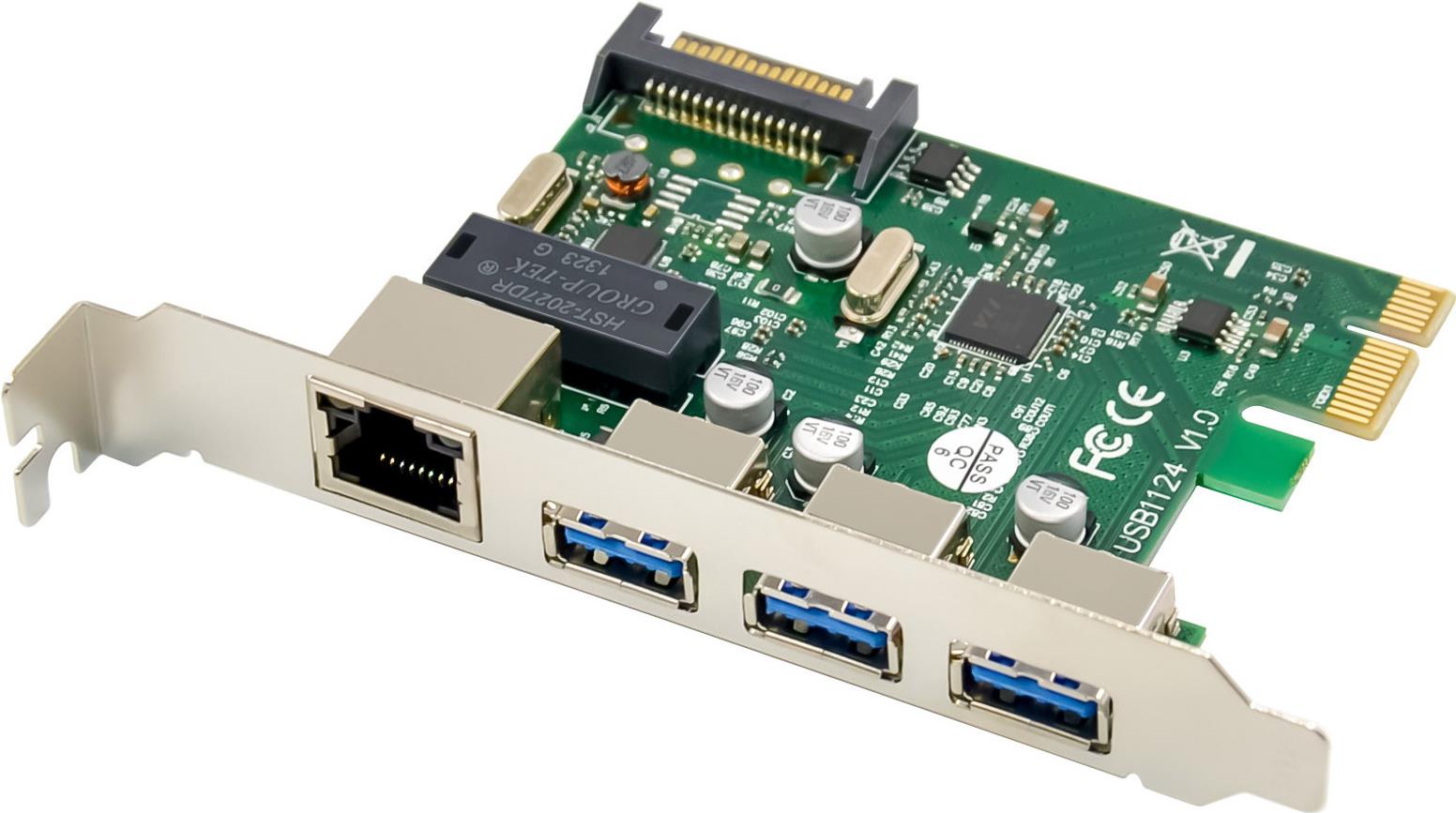 InLine Combo Card Gigabit Network & USB 3.2 Gen.1 1x RJ45 3x USB-A 51125R