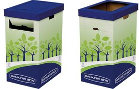 Fellowes BANKERS BOX Recycling Container Large Green/Blue - 100% Recycled Cardboard, FSC Certified - 2 Pieces (8049202)