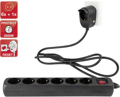 REV 0012692514 6-Way Power Strip with Switch, Black