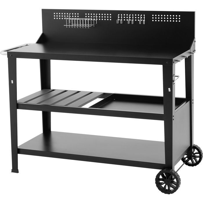 COOKINGBOX Multifunctional Trolley - 100x50 cm Top Shelf - Steel