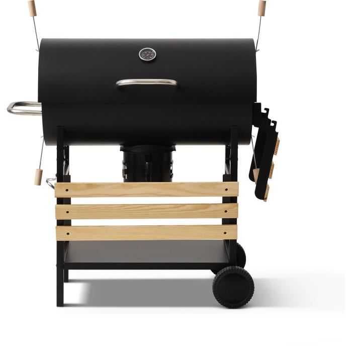 COOKING BOX MIKE EVOLUTION Charcoal Barbecue - 115x66x106 cm - 2 Chrome-Plated Grills - Black