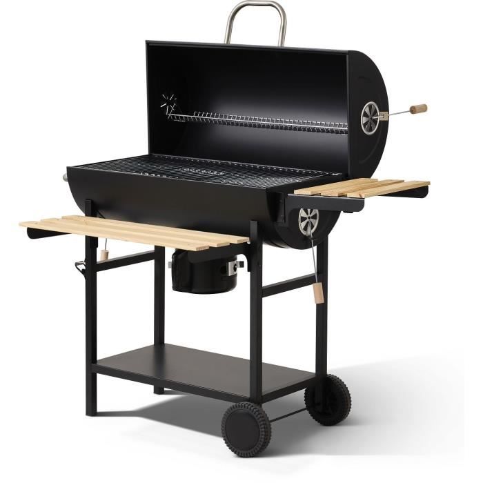 COOKING BOX MIKE EVOLUTION Charcoal Barbecue - 115x66x106 cm - 2 Chrome-Plated Grills - Black
