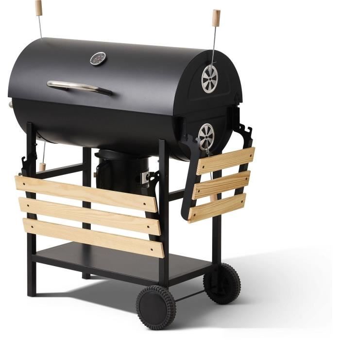 COOKING BOX MIKE EVOLUTION Charcoal Barbecue - 115x66x106 cm - 2 Chrome-Plated Grills - Black