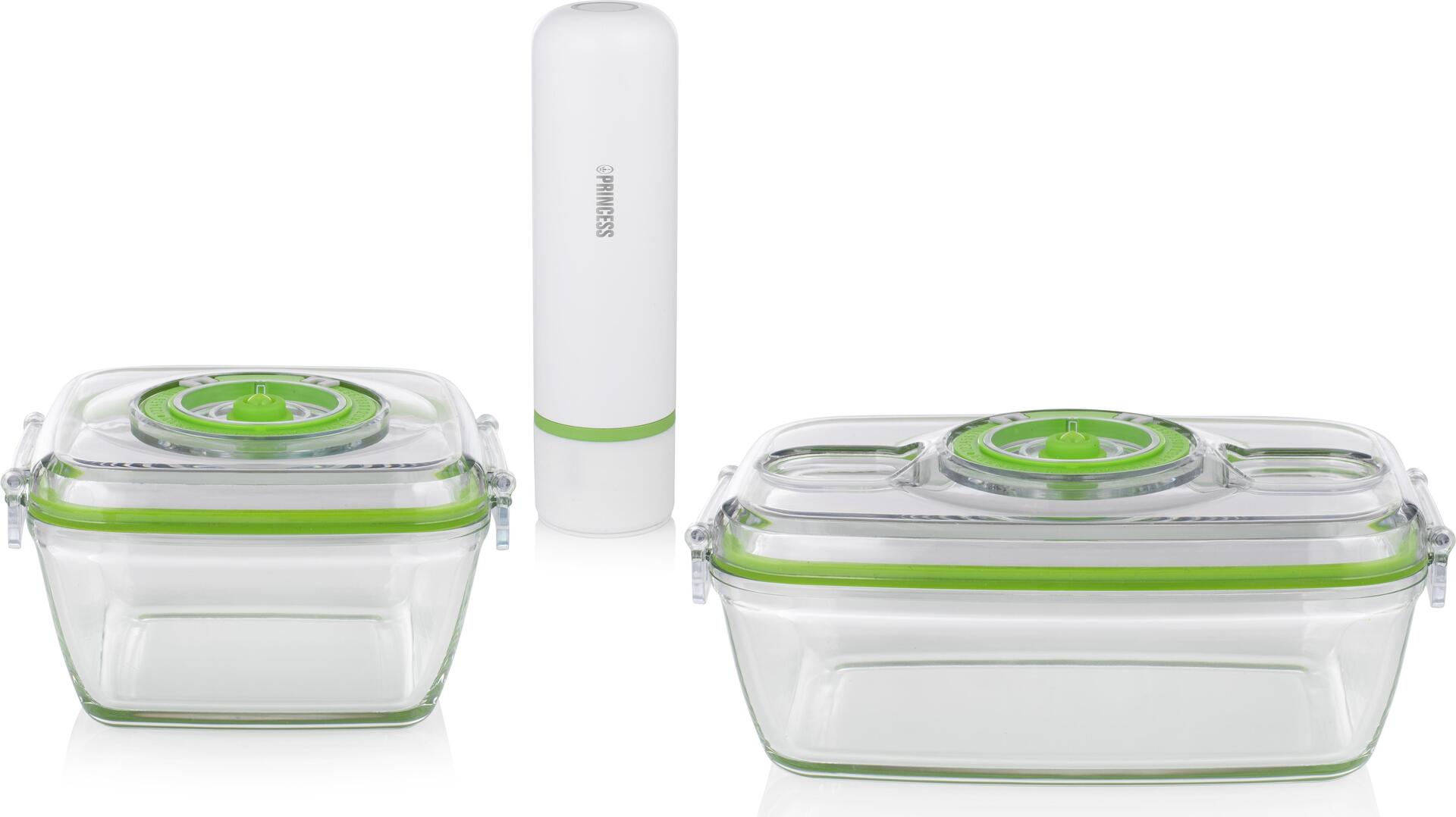 Princess 492985 Kabelloses Vakuumierset - Set - Rechteckig - 1,1 l - Grün - Transparent - Glas - Kunststoff - 200 °C (01.492985.01.001)