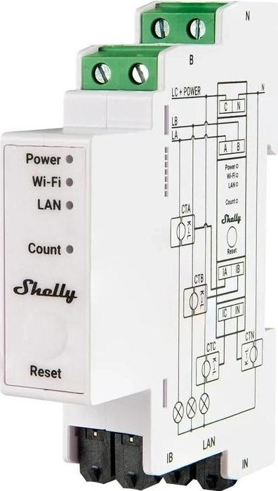 Shelly Pro 3EM 120A V2 Shelly Model Pro 3EM 120A