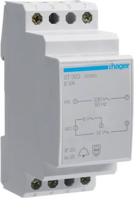 Doorbell Transformer 8V/1.0A-12V/0.67A ST303 (ST303)