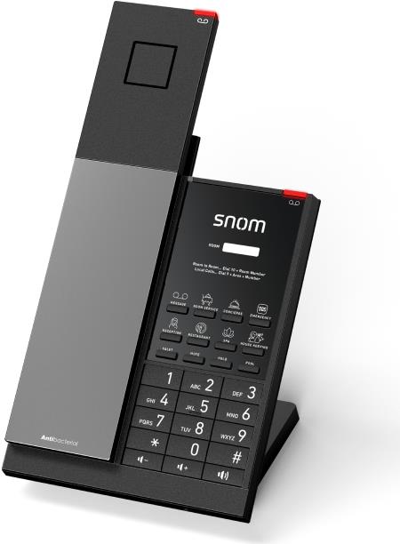Snom HD351W IP Phone, Black, Cordless Handset, Table/Wall Mount, Antibacterial, Model 00007009