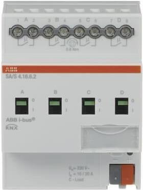 ABB Stotz S&J 4-way Switching Actuator - 16A, C-load REG - SA/S4.16.6.2 (2CDG110270R0011)