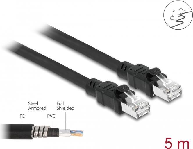 Delock Patch Cable RJ-45 (M) to RJ-45 (M) - 5 m - CAT 6a - Halogen-Free - Black - 80116