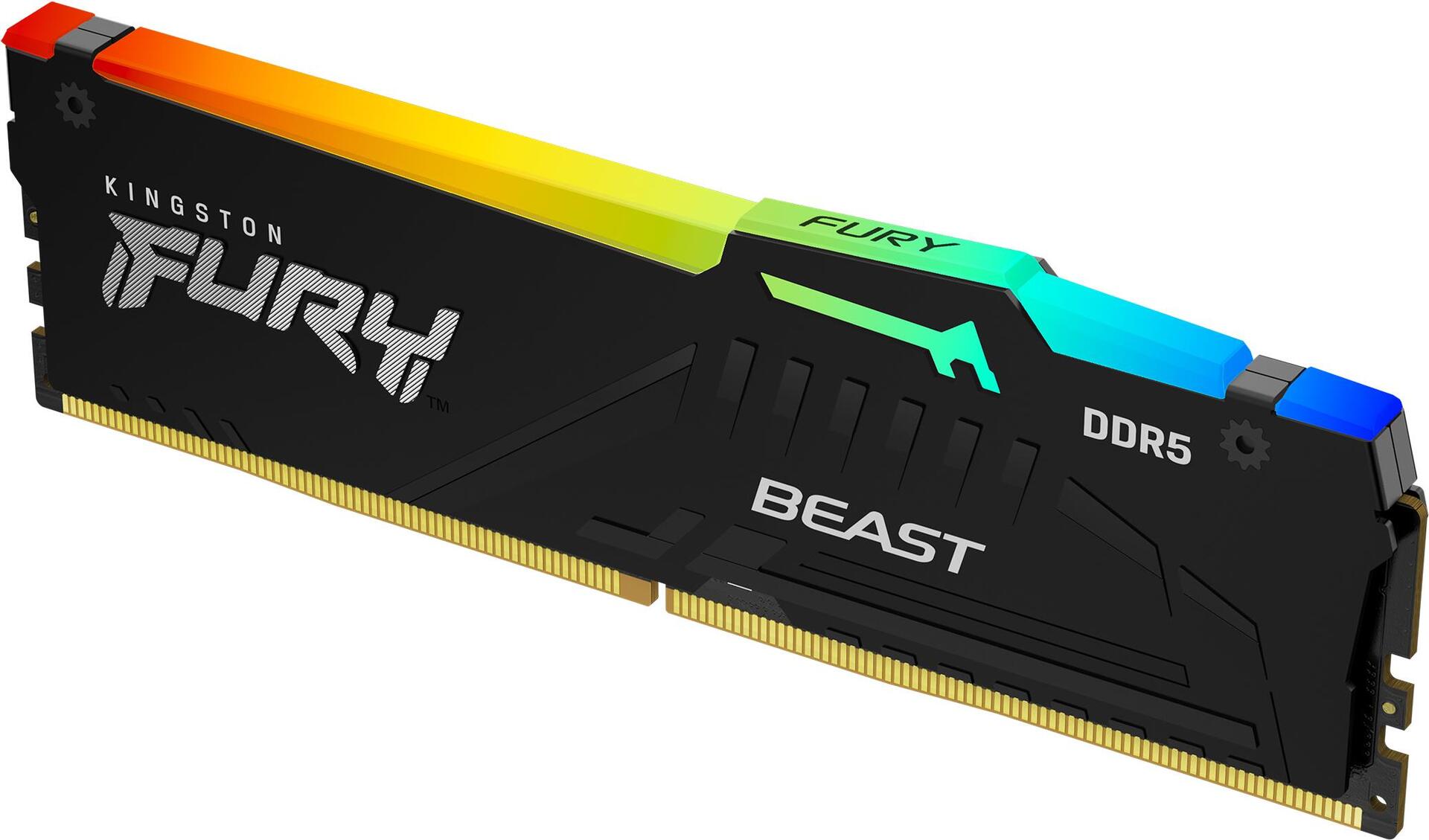 Kingston FURY Beast RGB - DDR5 - 32GB - DIMM 288-PIN - 6000 MHz/ PC5-48000 - CL30 - on-die ECC - black (KF560C30BBEA-32)