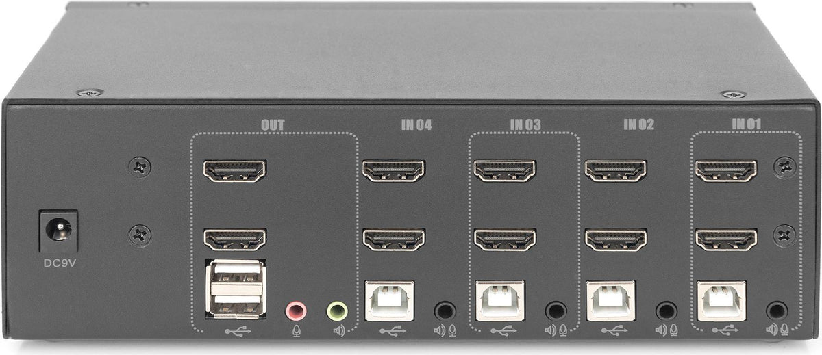 DIGITUS KVM/Audio/USB Switch - 4 x KVM Ports - 1 Local User - Desktop - DS-12883