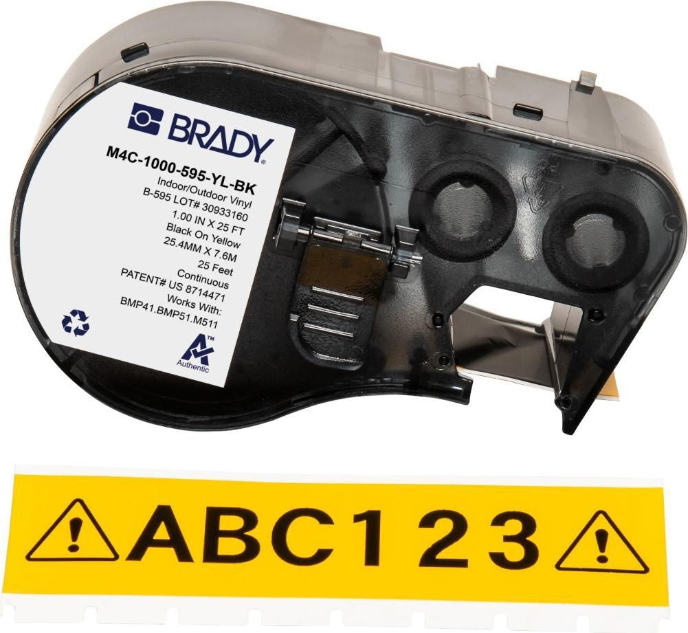 Brady Label Cartridge M4C-1000-595-YL-BK for BMP41/BMP51/BMP53/M511 - Yellow Vinyl
